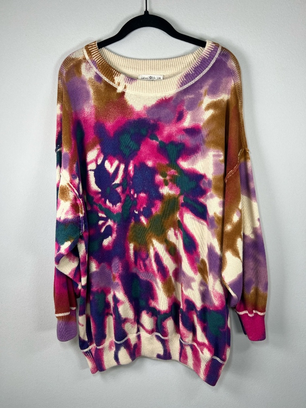 Natural Life Taylor Tie Dye Oversized Sweater Boho Oversize Cotton Cozy Fall S/M